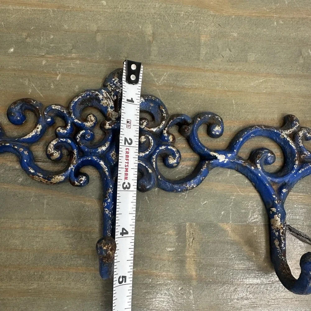 Vintage Rustic Cast Iron Scroll Victorian Wall Mount Coat Towel Hooks 5 Hooks
